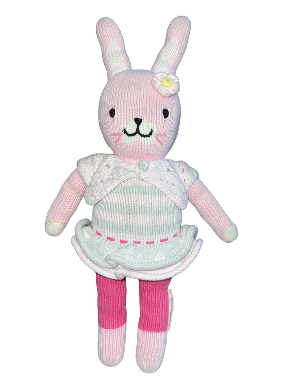 Cuddle+Kind Chloe Bunny rabbit pink Knit Plush Doll 13” + Read Description